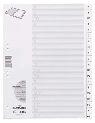 Obrázok produktu pre DURABLE Kunststoff-Register, A-Z, A4, 20-teilig, weiá