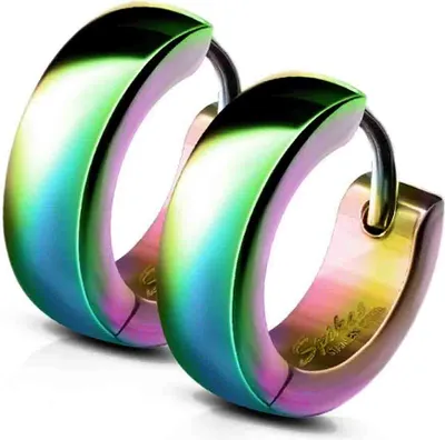 viva-adorno 1 Paar Damen Ohrringe Creolen Edelstahl glänzend poliert ER94_4mm, regenbogen