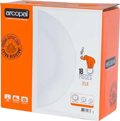 Obrázek produktu pro Jídelní servis Zelie 18dílná sada nádobí ARCOPAL sada talířů jídelní servis bílá