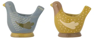 Eierbecher mit Vogeldesign, Blau, Steinzeug, 1 Stück