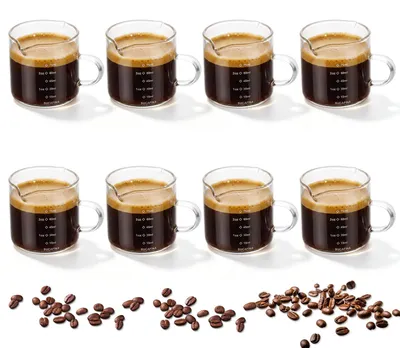 Espressokopfen 8 Stück 75 ml Glas mit Henkel Doppelauslauf