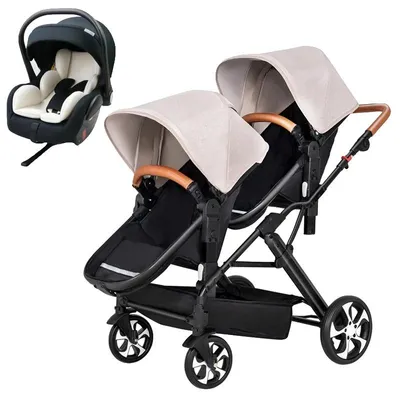 Immagine prodotto di Passeggino gemellare, design pieghevole, sedili reversibili, con sistema auto