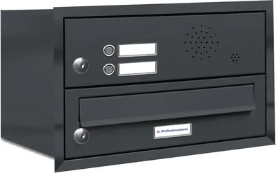 Produktbild von 1er Briefkasten Anlage Unterputz Montage RAL 7016 Anthrazit 2 Klingel