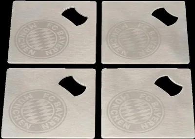 Produktbild von FC Bayern München Metalluntersetzer 4er-Set mit Flaschenöffner Silber 10 x 10 cm