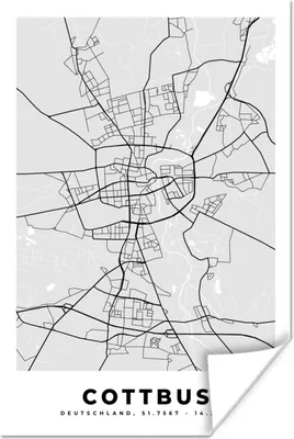 Produktbild von MuchoWow® Poster Cottbus - Karte - Stadtplan - Deutschland - Karte 40x60 cm - Plakate für die Wand - Poster Babyzimmer