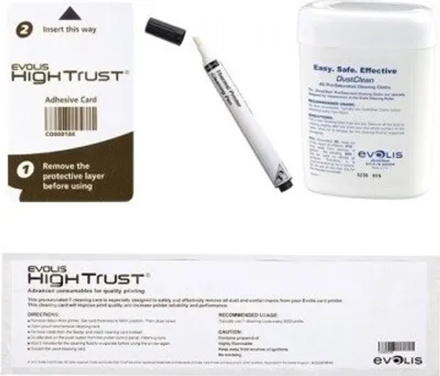 Image de Kit de nettoyage étendu (2 cartes T pré-imprégnées, 2 cartes adhésives, 1 stylo, 1 distributeur de 60 lingettes pré-imprégnées) pour Zenius, Primacy,