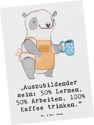 Produktbild von Mr. & Mrs. Panda Postkarte Auszubildender - Weiß - Geschenk, Lernen, Ansichtskarten, Ausbildung, personalisierte Geschenke, bildkarte, Ansichtskarte, Grußkarte, Beruf