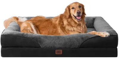 Immagine prodotto di Cuccia ortopedica per cani con 4 bordi, 106x76 cm, grigio/nero