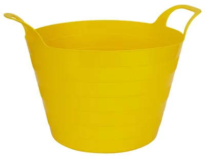 Produktbild von Flexibler Waschekorb - gelb - 30 Liter - Kunststoff - 54 x 37 cm - mit Griffen