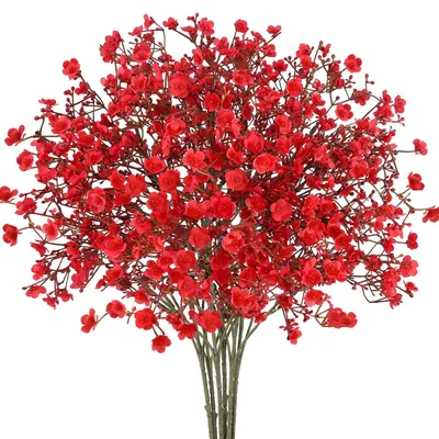 Künstliche Gypsophila 6 Stk. Kunstblumen rot 50 cm