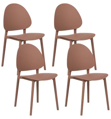 Produktbild von BELIANI Gartenstuhl 4er Set Braun Kunststoff mit Rückenlehne ohne Armlehnen Modern Outdoor Balkon Terrasse Garten Kunststoffstuhl Plastikstuhl