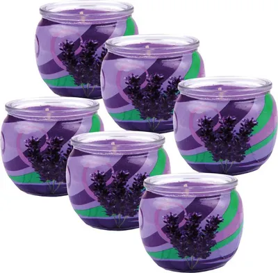 Produktbild von Duftkerzen Motiv 6er Pack im Glas, lange Brenndauer und angenehmer Duft ( Lavendel )
