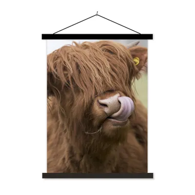 Produktbild von MuchoWow® Textilposter Schottischer Highlander - Braun - Tiere 40x53 cm mit schwarzem Rahmen - Abbildung