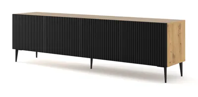 Produktbild von TV-Möbel Philaé mit 4 Türen, Holzoptik und Schwarz, 200cm