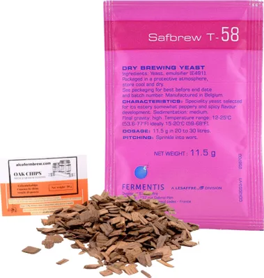 Produktbild von Fermentis Bierhefe - Safbrew T-58 + Oak Chips, Fermentis-Hefe, Bierhefe, Brauhefe