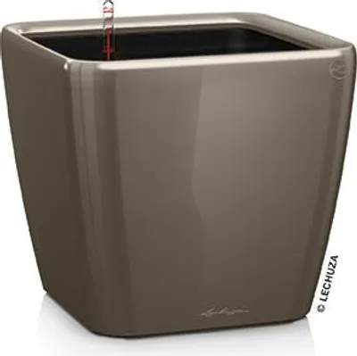 Obrázek produktu pro Sázecí květináč LECHUZA QUADRO Premium LS 21 Taupe vysoký lesk | květináč se zavlažovacím systémem | vysoce lesklý povrch | 22,5 x 22,5 x 20,5 cm | 16125
