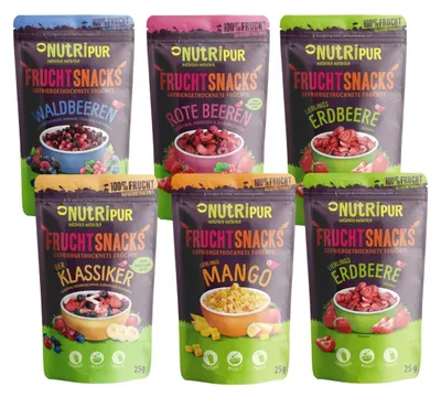 Productafbeelding van Gevriesdroogd fruit - Bessen en exotisch fruit - 6 x 25 g - Tweede zoeknaam: gedroogd fruit snack