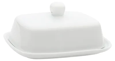 Produktbild von Belle Vous Weiße Butterdose Keramik mit Deckel – Butter Dose aus Keramik mit Griff – Butterdose Butter Deckel Passend für Kleine und Große Butter
