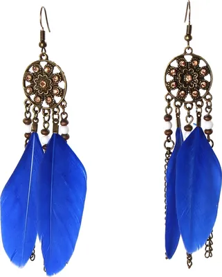 Produktbild von 1 Paar Feder Ohrhänger Boho Ohrringe Blau