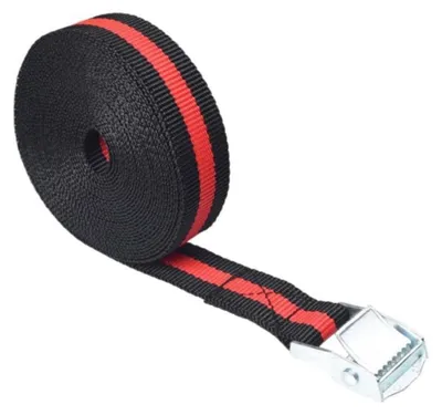 Obrázok produktu pre Upevňovací popruh, fixačný popruh, 2,5 cm x 500 cm, čierna/červená, polypropylén, zinková zliatina