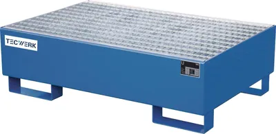 Image de Bac de rétention 215 l L1200xl800xH360mm tôle d'acier avec caillebotis bleu gentiane, RAL 5010