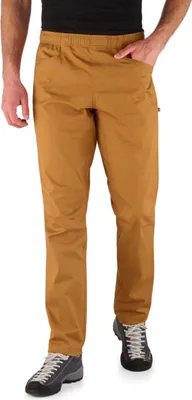 Beige Kletterhose "Me Dojo Pants" von Edelrid; mit elastischem Bund und seitlicher Tasche; für Herren.