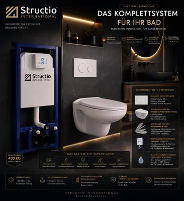 Produktbild von WC Komplettset Spülrandlos Sitz Soft Close Vorwandelement Unterputz Spülkasten Vorwandspülkasten Keramik Unterputzspülkasten Wand WC Set Schüssel + Drückerplatte