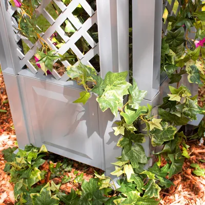 Produktbild von Spalier mit Erdspießen NYVIGreen 140x43 cm 2er Set - Rankgitter aus wetterfestem & recyceltem Kunststoff, Farbe:Weiß