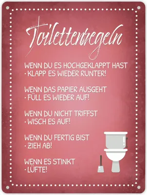 Produktbild von Metallschild XL mit Spruch: Toilettenregeln Schild Blechschild Aluminiumschild