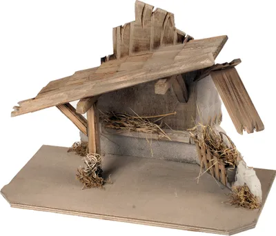 Produktbild von Krippenstall Arrach mittel 40x20x28 cm für 13-16 cm Figuren aus Holz