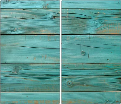 Produktbild von Spritzschutz Herdabdeckplatte Schneidebrett aus Glas Holzplanken Türkis 2-Teilig (60x52cm)