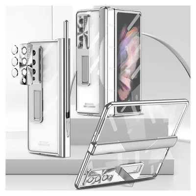 Immagine prodotto di Cover per Samsung Galaxy Z Fold 3, cerniera magnetica, supporto, portapenne, resistente ai graffi, cover protettiva con pellicola per lenti, protezione dello schermo per Samsung Z Fold3 5G