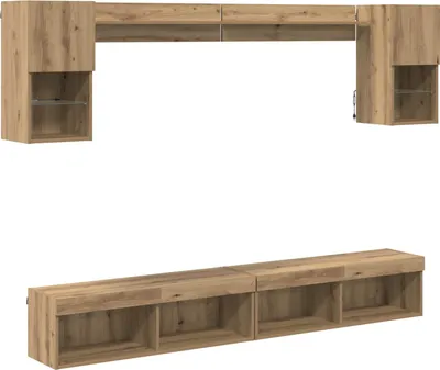 Immagine prodotto di vidaXL Pareti TV con LED 6 pezzi Materiale legno rovere artigianale