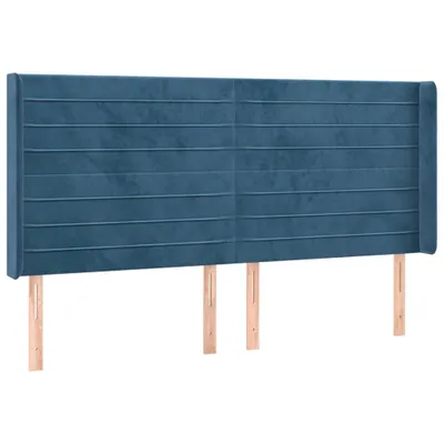 Image de vidaXL Tête de lit avec oreilles bleu foncé 163x16x118/128 cm velours