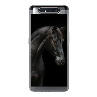 Produktbild von MuchoWow® Handyhülle Schutzhülle Hülle für Samsung Galaxy A80 Pferd - Tier - Schwarz Silikon Softcase Handy Hülle - Schutzdeckel