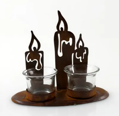 Produktbild von Teelichthalter Kerzenhalter Metall Glas Deko Windlicht Leuchter Kerzenständer