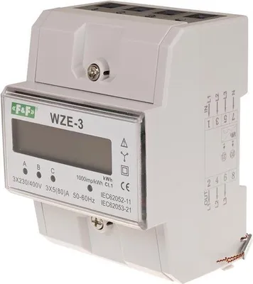 Image de Compteur de consommation électrique / d'énergie triphasé 80A WZE-3 F&F