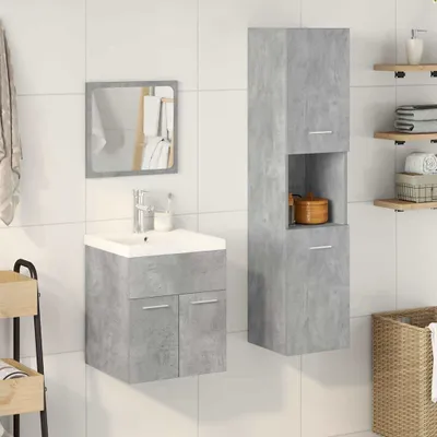 Immagine prodotto di Set Mobili da Bagno 4 pz Grigio Cemento in Legno Multistrato