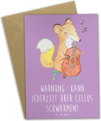 Produktbild von Mr. & Mrs. Panda babykarte Cello Schwärmerei - Lavendeltraum - Geschenk, hochzeitskarten, Lernen, Kammermusik, Musik, einladungskarten, Instrument, Grußkarte, osterkarten