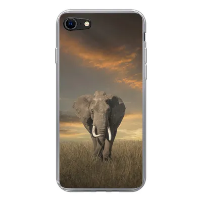 Produktbild von MuchoWow® Handyhülle Schutzhülle Hülle für iPhone SE 2020 Elefant - Tiere - Gras - Natur Silikon Softcase Handy Hülle - Kartenbesitzer