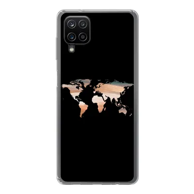 Produktbild von MuchoWow® Handyhülle Schutzhülle Hülle für Samsung Galaxy A12 Weltkarte - Farbe - Schwarz Silikon Softcase Handy Hülle - Bild