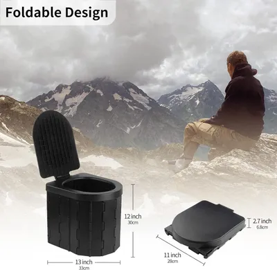 Zdjęcie produktu dla Toaleta turystyczna czarna, przenośna, składana, na outdoor