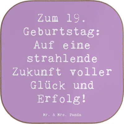 Produktbild von Mr. & Mrs. Panda Untersetzer für Gläser Spruch 19. Geburtstag Zukunft - Lavendeltraum - Geschenk, Erfolg, Tischuntersetzer, Toast, Tassenuntersetzer, Coaster, Alter