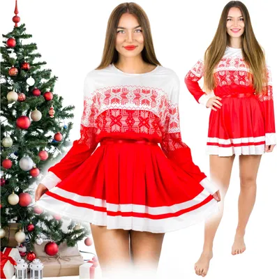 Obrázok produktu pre Elegantné dámske vianočné šaty s dlhými rukávmi, červené, Santa Claus