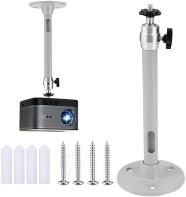 Immagine prodotto di Supporto universale da soffitto per videoproiettori – Supporto per proiezione in lega di alluminio – Rotazione a 360° e inclinazione a 90° – Supporto da soffitto e da parete per mini videoproiettori – Portata: 5 kg