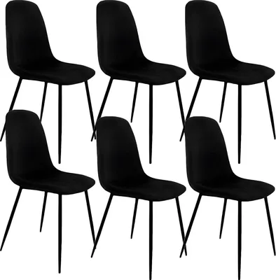 Produktbild von Lina® Napoli Esszimmerstuhl, komfortabler Sitz für Wohnzimmer und Esszimmer, Samtbezug - 6er Set - Schwarz