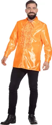 Produktbild von Disco Rucheshemd Uni Satijn Oranje 48