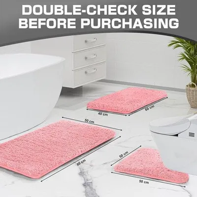 Productafbeelding van Microvezel badmatten, 2 cm dik, roze - verkrijgbaar in de maten 50 x 80 cm en 40 x 60 cm