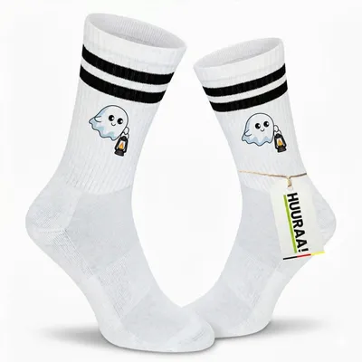 Produktbild von Huuraa Uni Socken Geist Comic 37/41 Black Baumwolle Tennissocken Geschenkidee