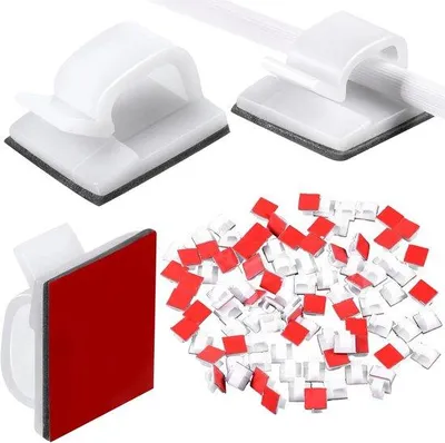 Produktbild von Famanu Kabelclips Set 100 Stück - Selbstklebende Kabelclips für Außenbeleuchtung und Kabelmanagement - Weiß